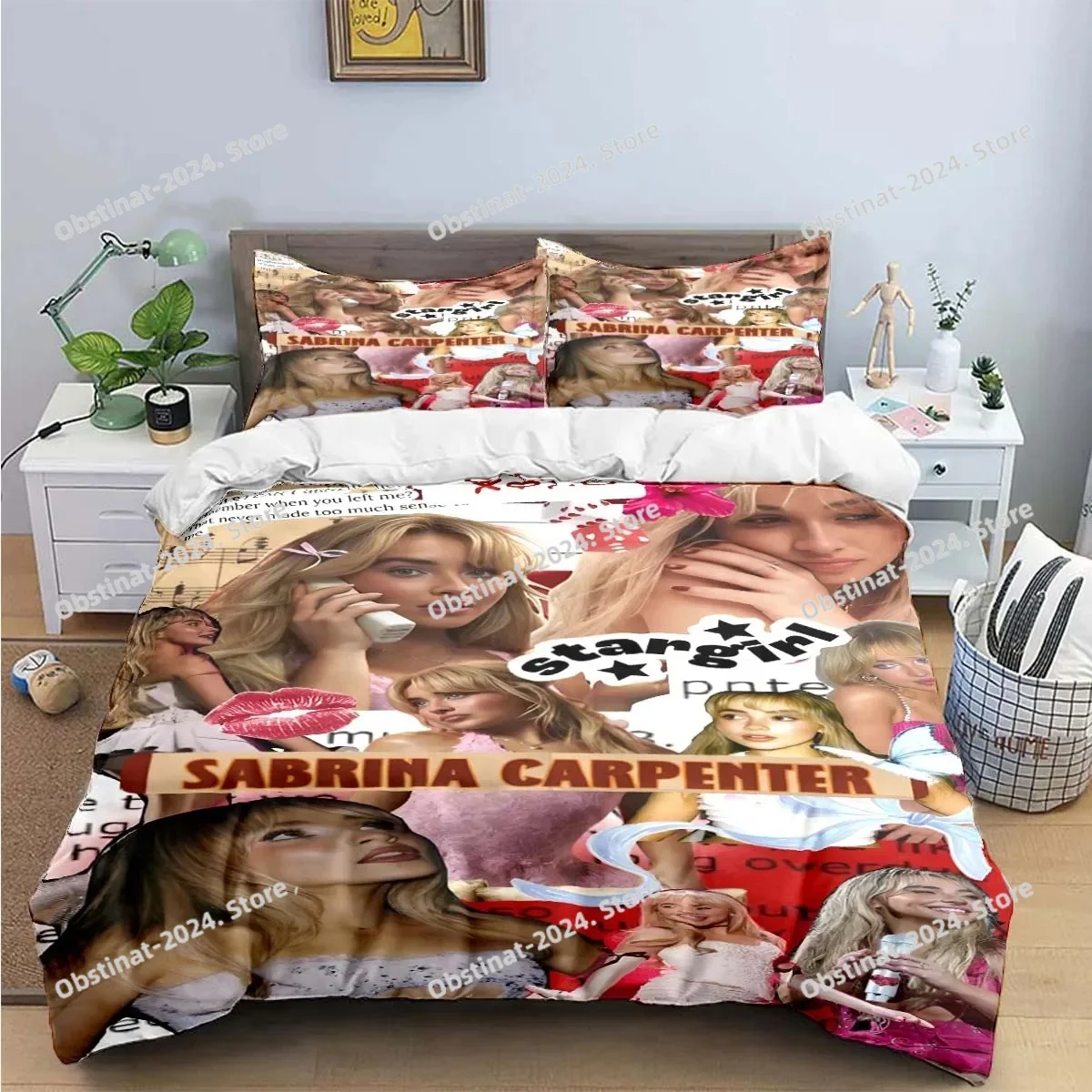 Pop Female Singer S-Sabrina Print Bedding Sets Exquisite Bed Supplies Set Duvet Cover Bed Comforter Set Bedding Set Luxury Gift