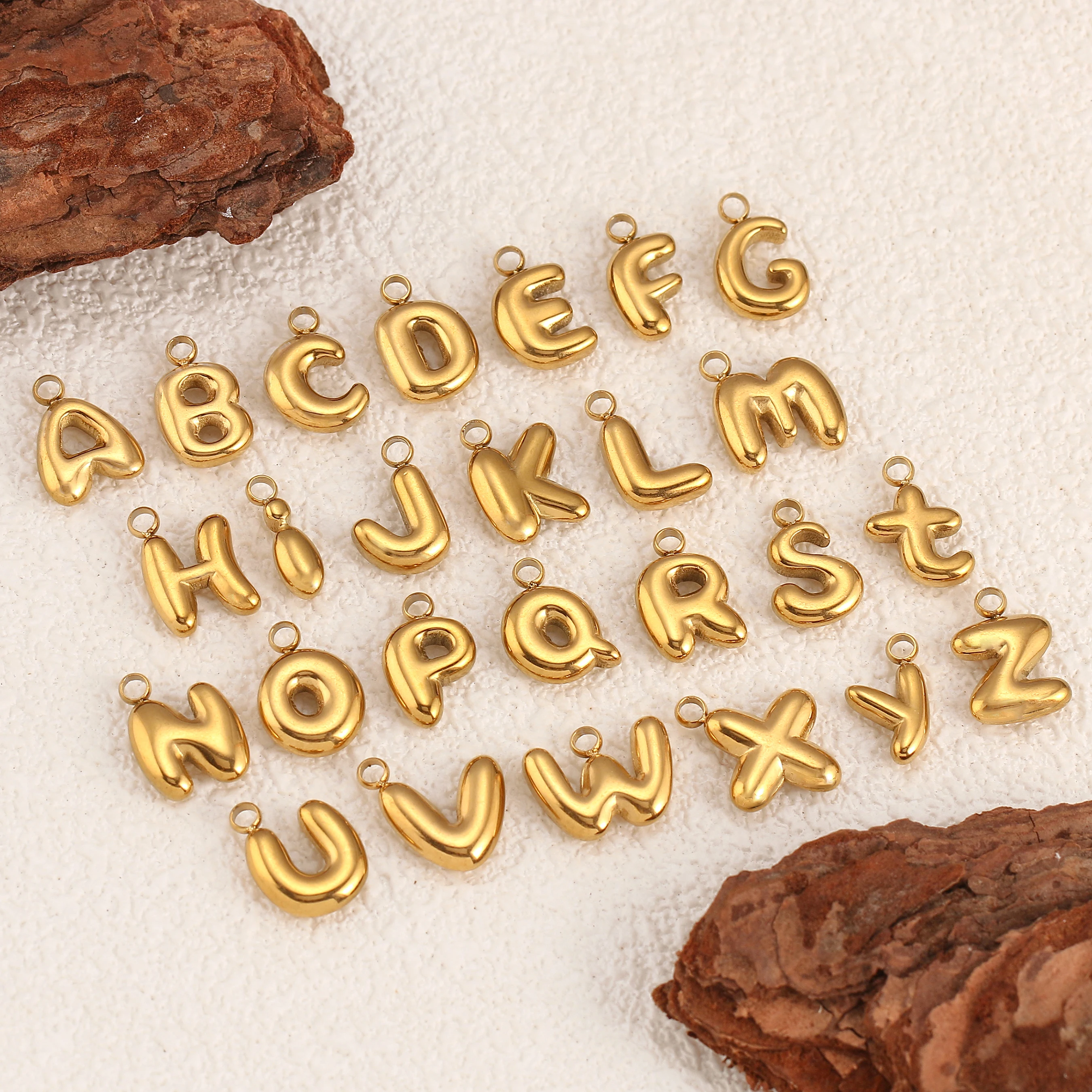 3 Stücke Blase Buchstaben Charms Fadeless Gold Farbe PVD Überzogene Ballon Alphabet A-Z Anhänger DIY Initial Halsketten Frauen Schmuck Machen – Detail 3