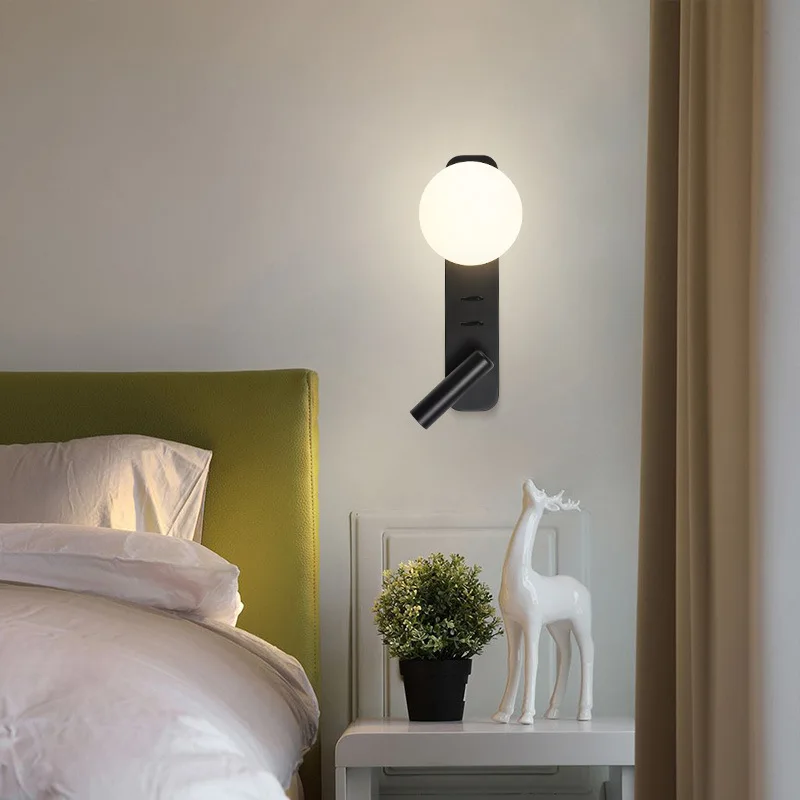 Simple Modern Bedside Reading Lamp Designer Wall Lamp Bedroom Bedside Black Double head  LED Wall Lamp Night Light