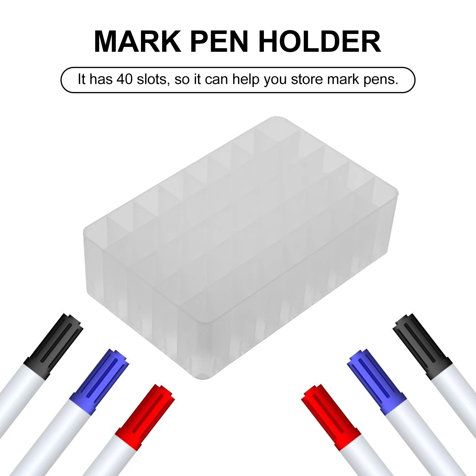 

4pcs 40 Holes Mark Pens Holder Pen Storage Container Desk Stationery Organizer Pp Material Lightweight Sturdy Desktop Holder For