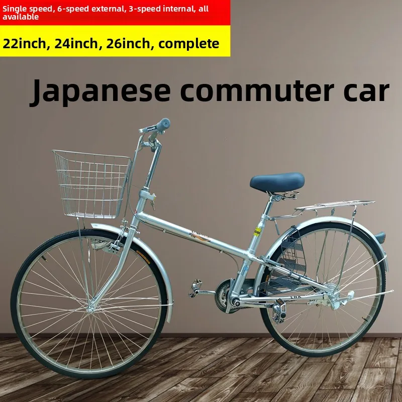 Japanese Retro Steel City Commuter Bicycle 22 24 26 Inches Single-speed Bicycle Adult Lightweight Bicycle Adult Bicycle view 3