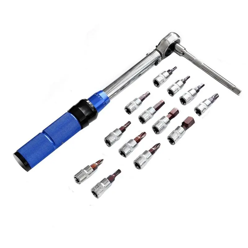 ABNQ Bike Torque Wrench Set, 1/4 Inch Drive Click 17.7 In./Lbs. to 212.4 In./Lbs. (2-24Nm) for Road Mountain Bikes