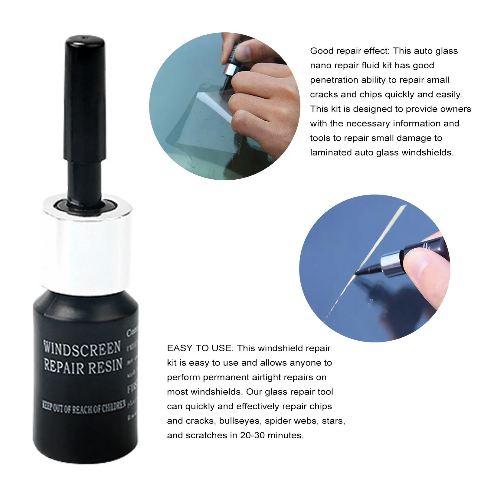 Car Windshield Crack Repair Tool DIY Auto Glass Windscreen Repair Fluid With 5pcs Curing Film 1pc Repair For Chips Cracks