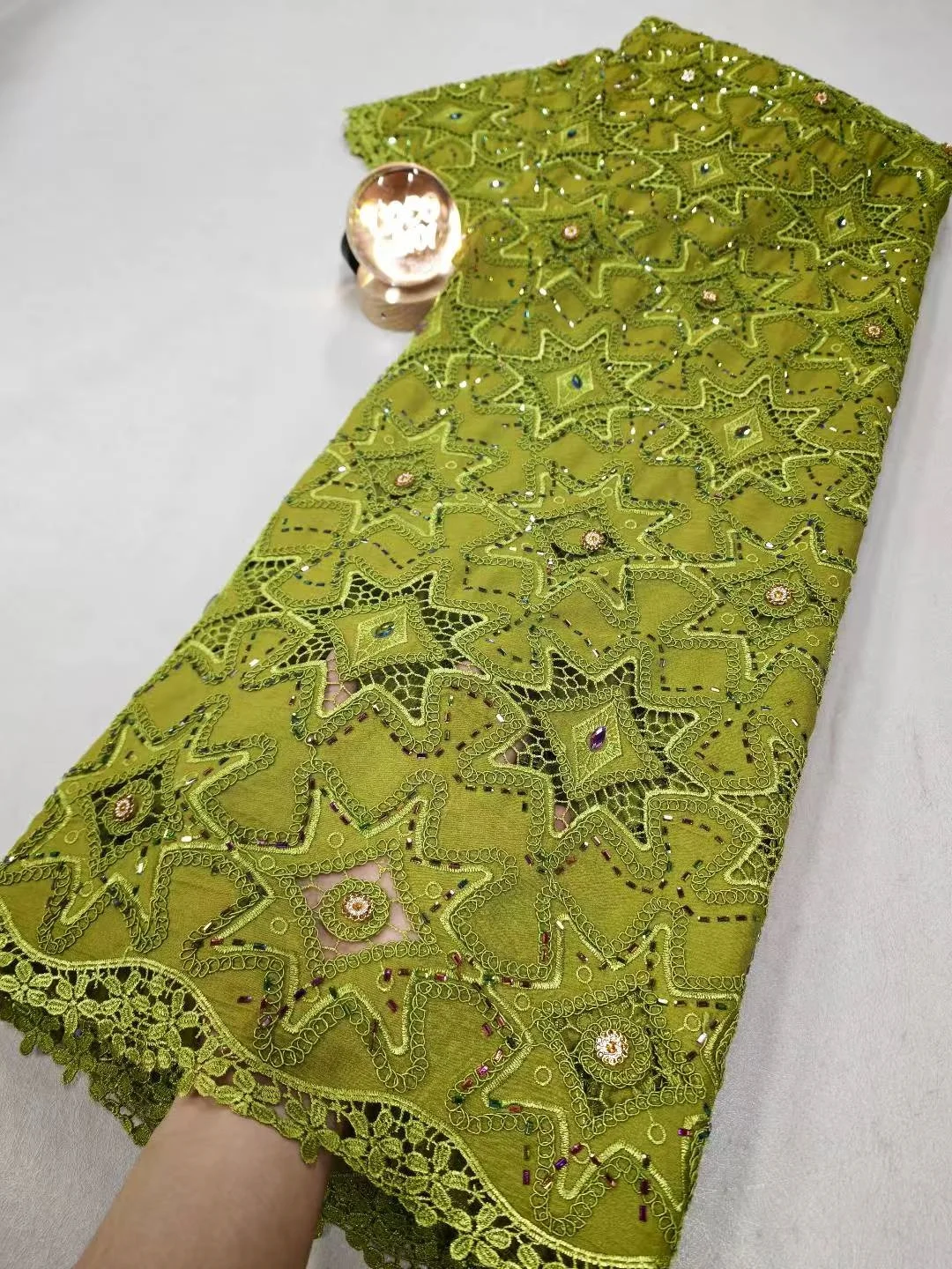 

Высококачественная африканская нигерийская хлопковая ткань с пайетками и вышивкой, кружево, фатин, 5 ярдов, для свадебных и праздничных платьев, шифон XL178 2026