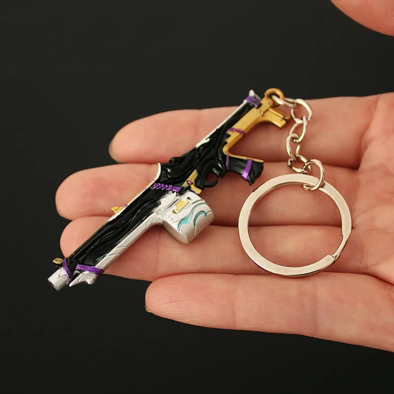 8cm Valorant Melee Reaver Weapon Model Keychain for Men Bound Judge Skin EP 06 Act 3 Battle Pass Metal Key Ring Fans Bag Jewelry