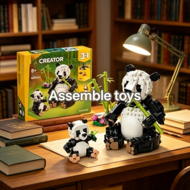  Bandai 31165 Easy Assemble 3 IN 1 Panda Family Blocks Wild Animal Educational Holiday Gift compatible with LEGO bricks 
