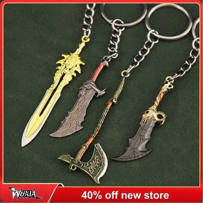 God of War Blades of Chaos Kratos Blade of Olympus Mini Keychain Weapon Ornament Doll Anime Sword Toys for Boys Children Gifts