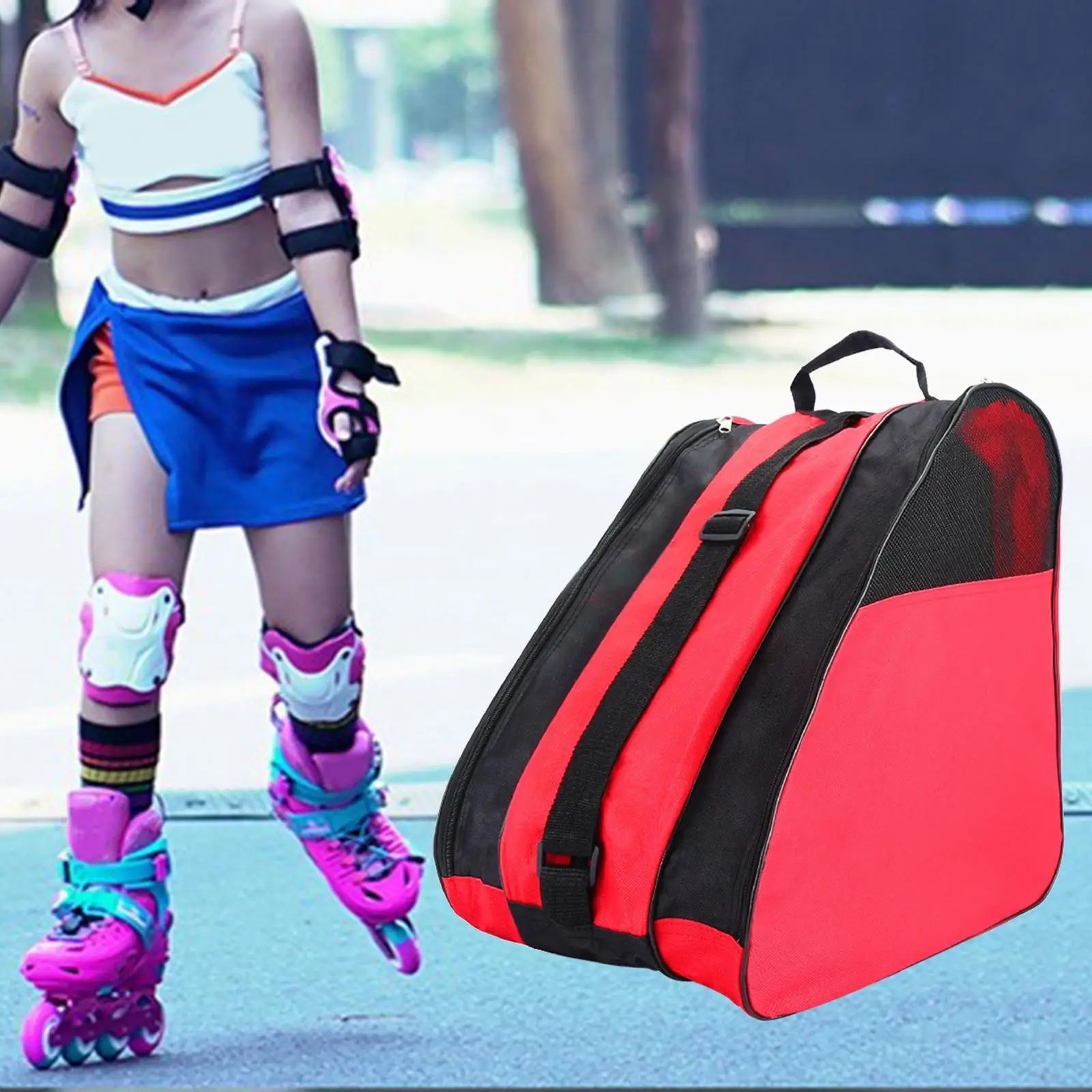 Sneaker Bag Travel Ice Skating 3 Layers Breathable Skate Carry Bag Case Skating Bag Gym Sports for Kids Roller Inline Ice Skates