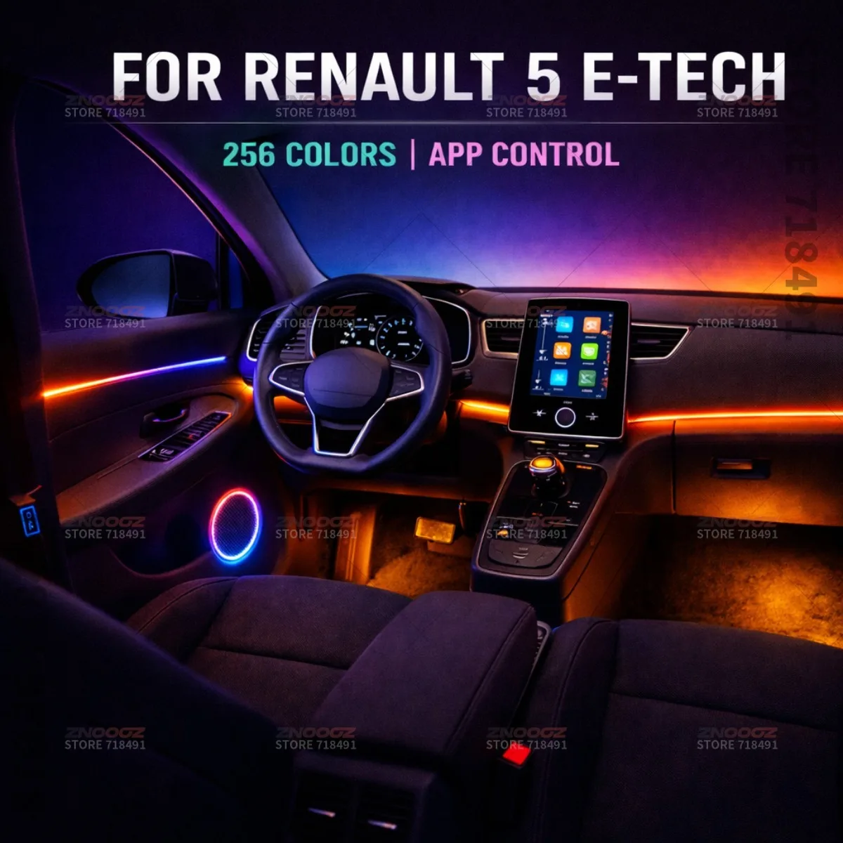 22in1 RGB Car Interior Acrylic Car Ambient Lights RGB Hidden Acrylic Strip Decoration Atmosphere Accessories For Renault 5E-Tech