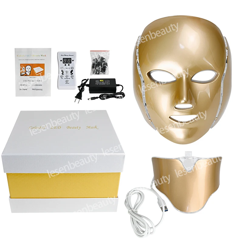 Photodynamic 7 Colours LED Light Therapy Mask Face Skin Rejuvenation Whitening Acne Beauty Device Face Lifting & Firming Massage