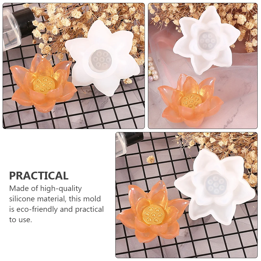 

2 Pcs Lotus Shape Silicone Mold Decorations Crystal DIY Manual Simple Silica Gel Epoxy Jewelry Accessories Parts Portable