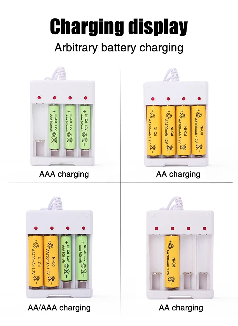 USB Output Universal Battery Charger Independent 4-slot Battery Charger for AA/AAA Battery Charging Tool