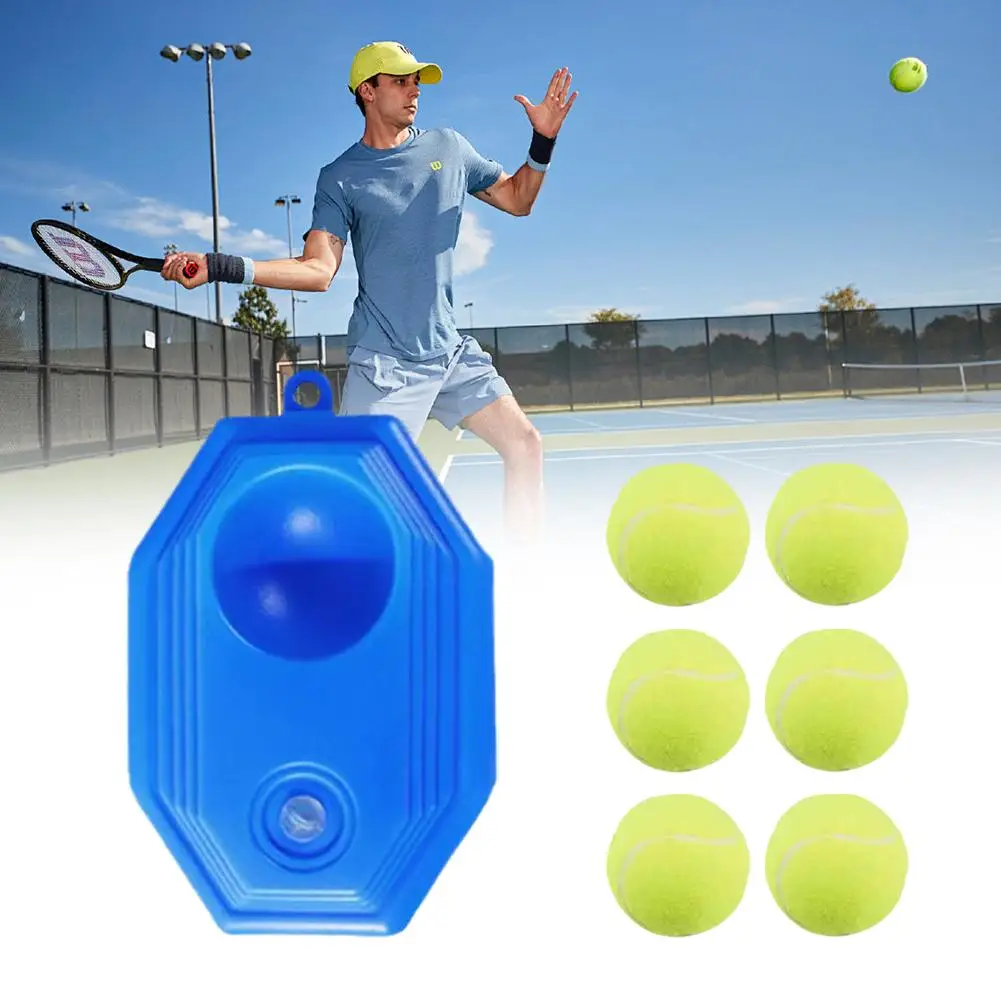 Tennis Trainer Rebound Ball with 6 String Balls, Tennis Practice Rebounder Equipment Training Tools for Self Tennis Trainin W7M6