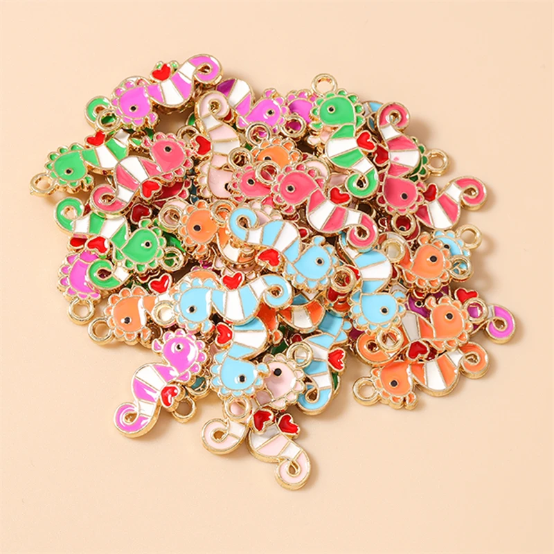 

20pcs 9x21mm Cute Marine Life Charms Enamel Seahorse Charms Pendants for Making DIY Earrings Necklaces Bracelet Jewelry Findings