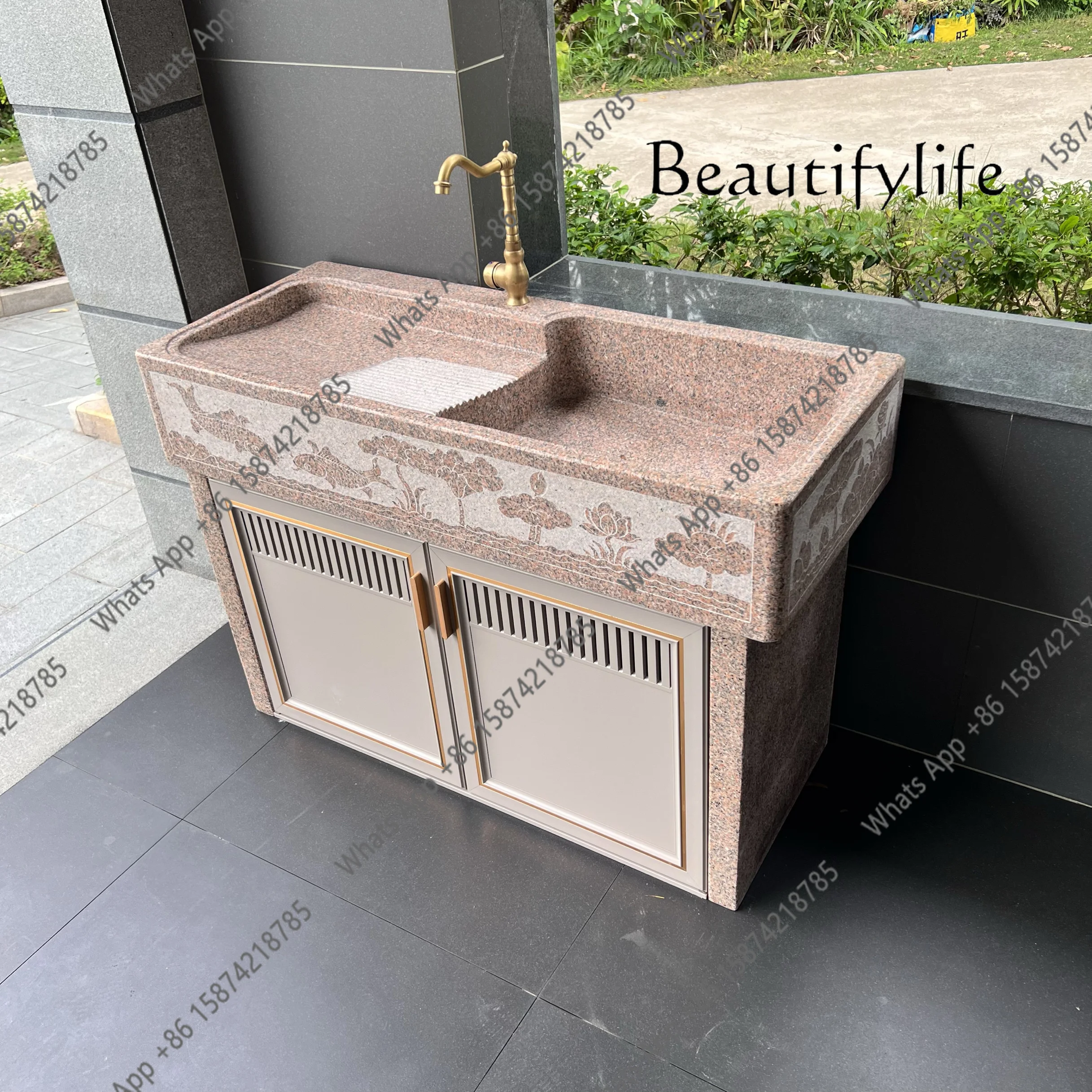 J Granite Laundry Pool With Washboard Basin Integrated Marble Wash Basin Stone Laundry Sink