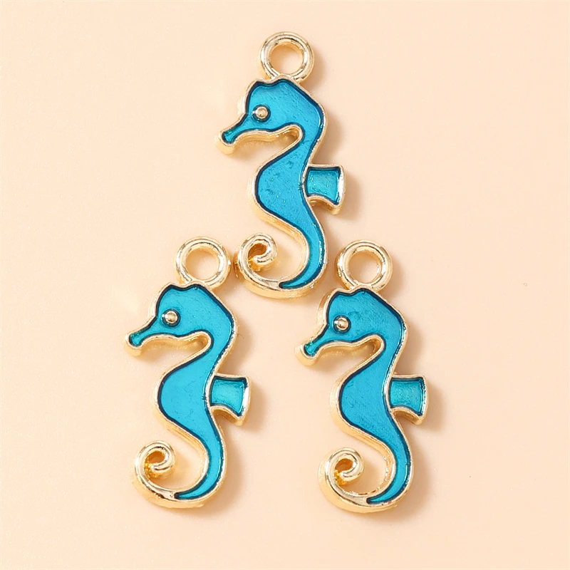 20 Stück 10x22mm Cartoon Tier Charms Emaille Seepferdchen Charms Anhänger für Schmuckherstellung Halsketten Ohrringe DIY Bastelzubehör – Detail 8