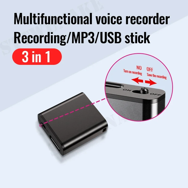 Mini voice recorder activated sound recording dictaphone micro audio digital small professional USB flash record player