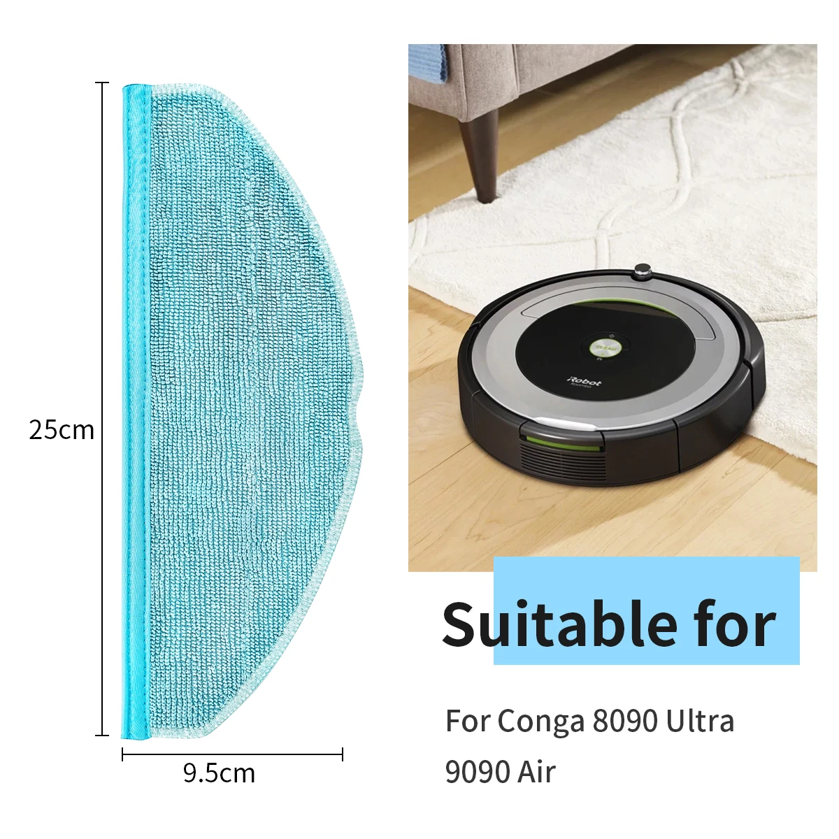 Wischmopptuch für Cecotec Conga 8090 9090 Roboterstaubsauger Ersatzteile