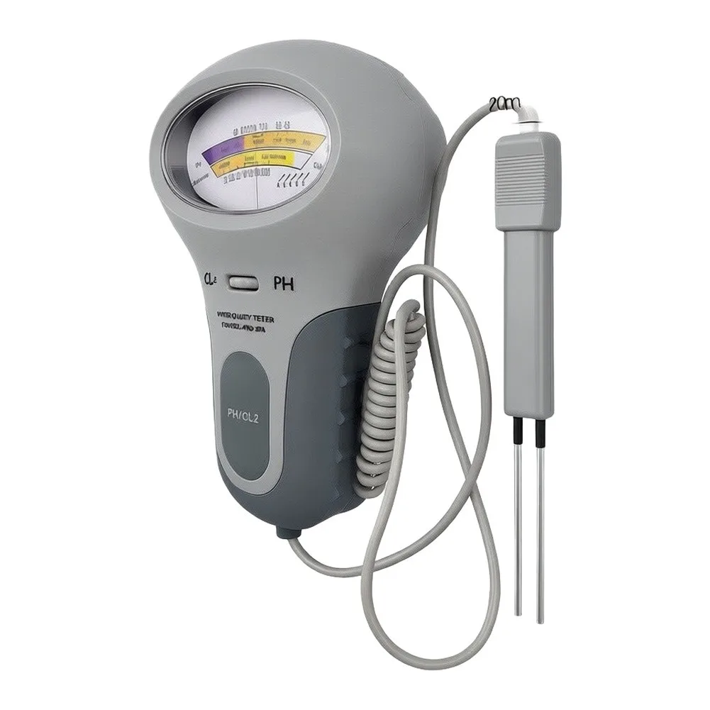 Pool pH and CL2 Tester 2-in-1 Dual Function Meter with Extended Reach Spiral Probe for Hotel Pools and Water Parks