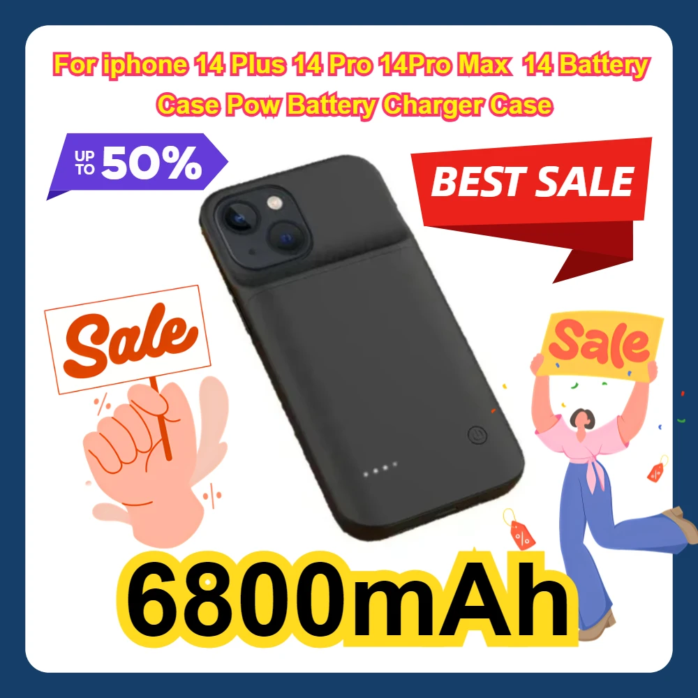 

For iphone 14 Plus 14 Pro 14Pro Max 14 Battery Case Pow Battery Charger Case 6800mAh