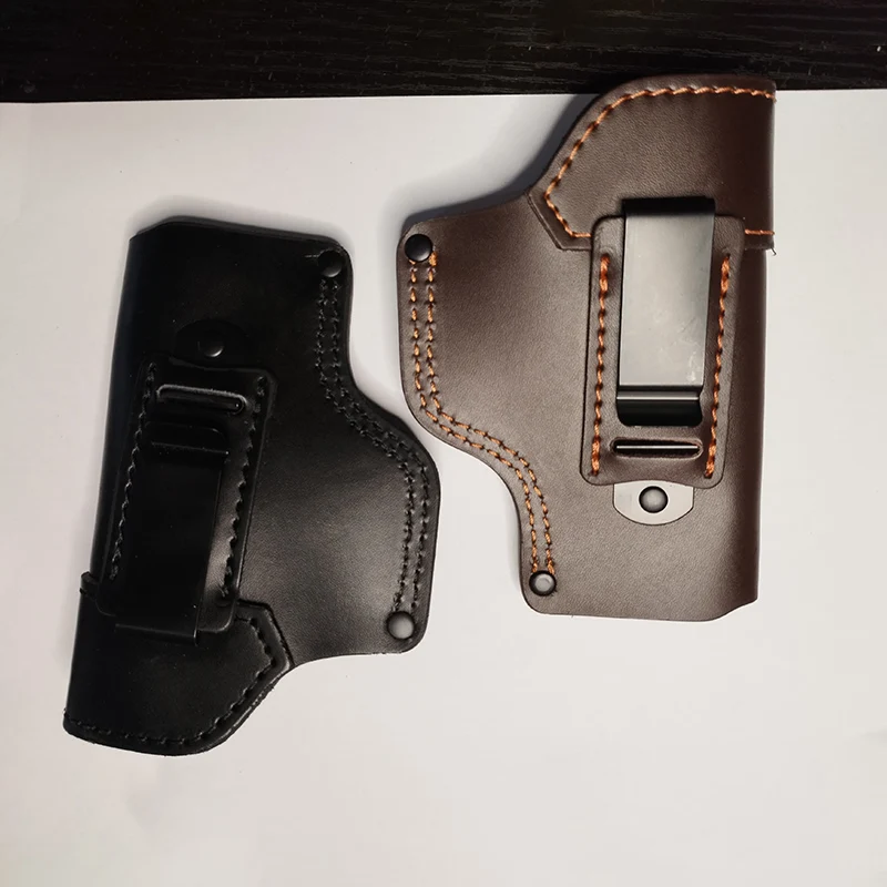 1pc 2 Colors Genuine Cowhide IWB Leather Holster With Belt Back Clip For Glock 17/19/23/26/27/29/30/32/33/36/38/39/42/43/43X/44