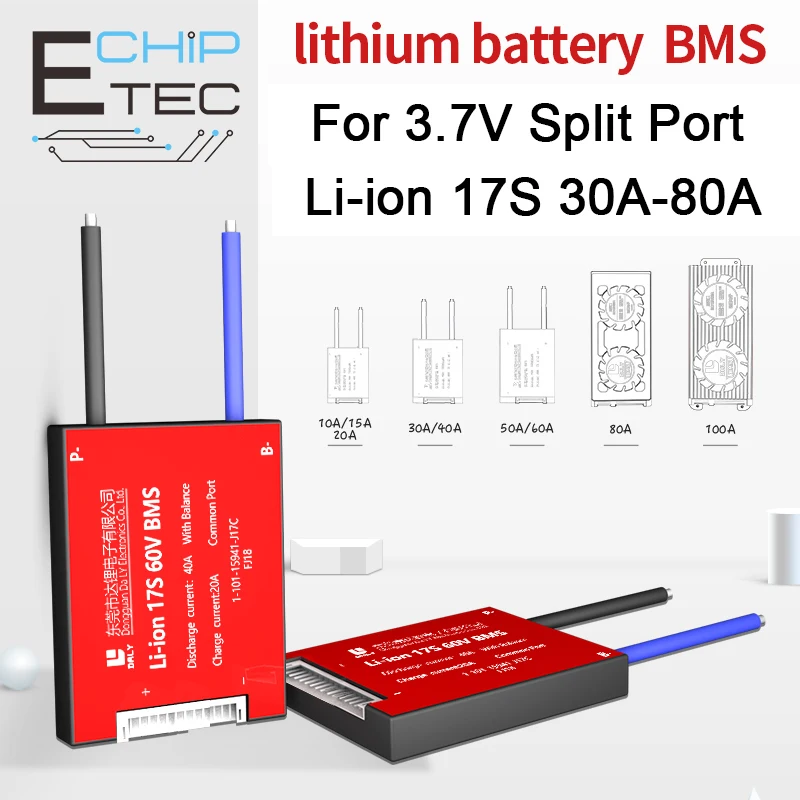 

Защитная плата литиевой батареи 17S 60V 30A-80A 18650 разделенный порт со сбалансированным