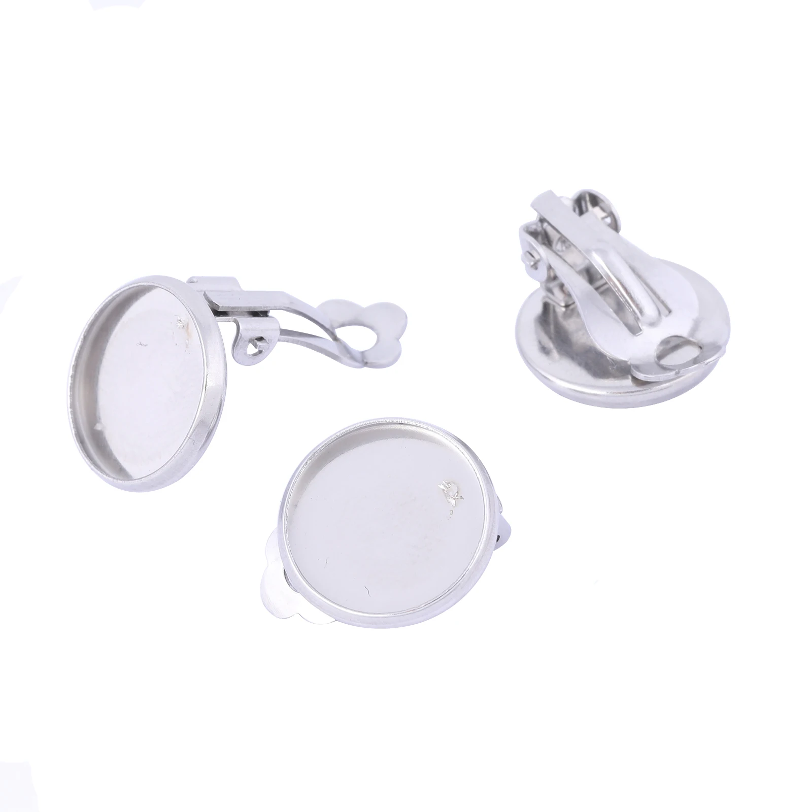 20pcs Stainless Steel Clip On Earring Bezel Blanks 10mm 12mm 14mm Cabochon Base Setting Trays Diy Earring Making Materials