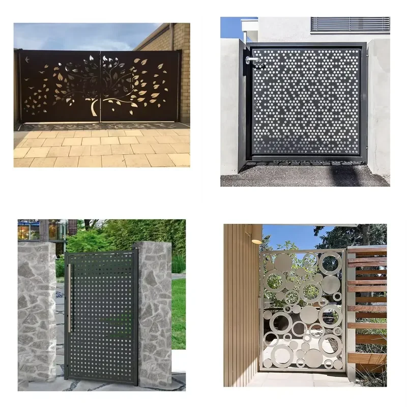 Custom Laser Cut Powder Coated Aluminum Steel Garden Fence Gate for House Yard Outdoor Decor Metal Security Entrance Door
