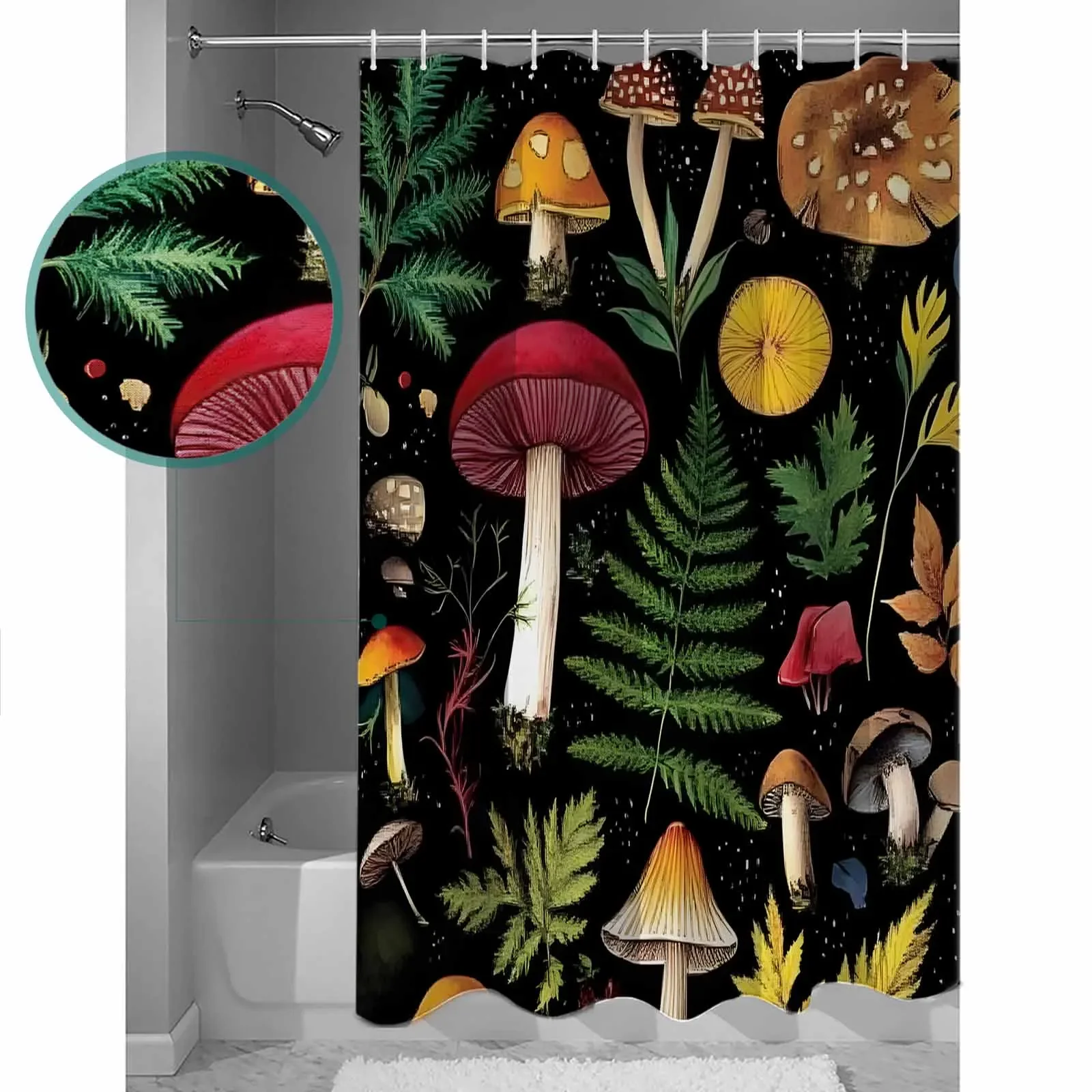 

Папороть грибной лист занавеска для душа в ванной комнате художественный красочный коврик для ванной украшение для домашнего декора