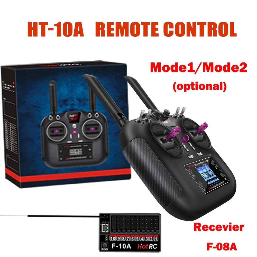 

Hotrc HT-10A Transmitter and 10CH F-10A Receiver With Box for Drone RC Aircraft RC Car RC Ship