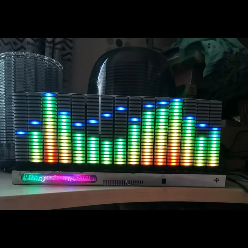 3D Full Color Music Spectrum Voice Control Remote Control 64 Pattern Clock Animation Esports Computer Ornaments Fever Audio