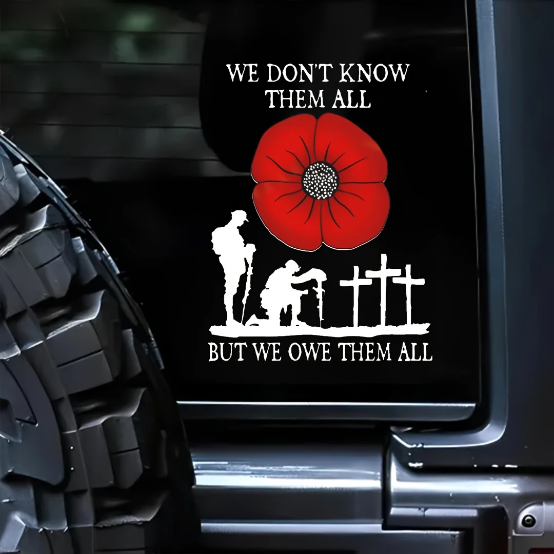 2D Flat 1Pc  Veteran Memorial Vinyl Sticker, Waterproof Self-Adhesive Decal for Car Window Wall Decor, Holiday Gift