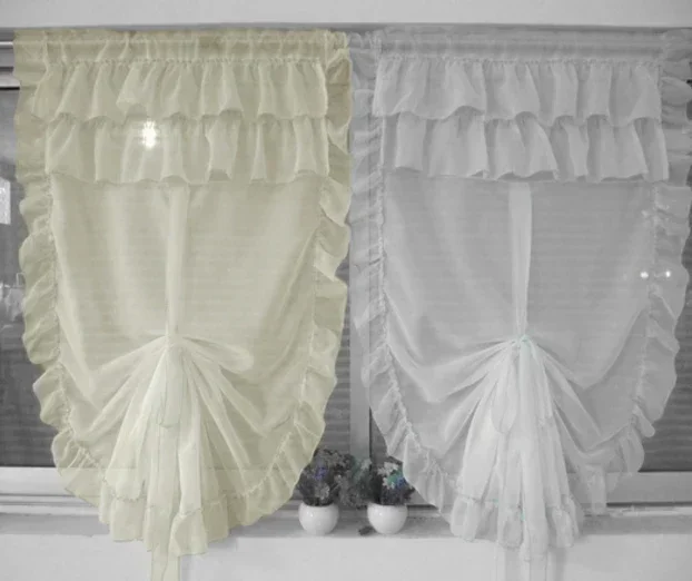 Korean Flouncing Style Liftable Balloon Curtain, Living Room Bedroom Sheer Widnow Treatments, 1 Piece