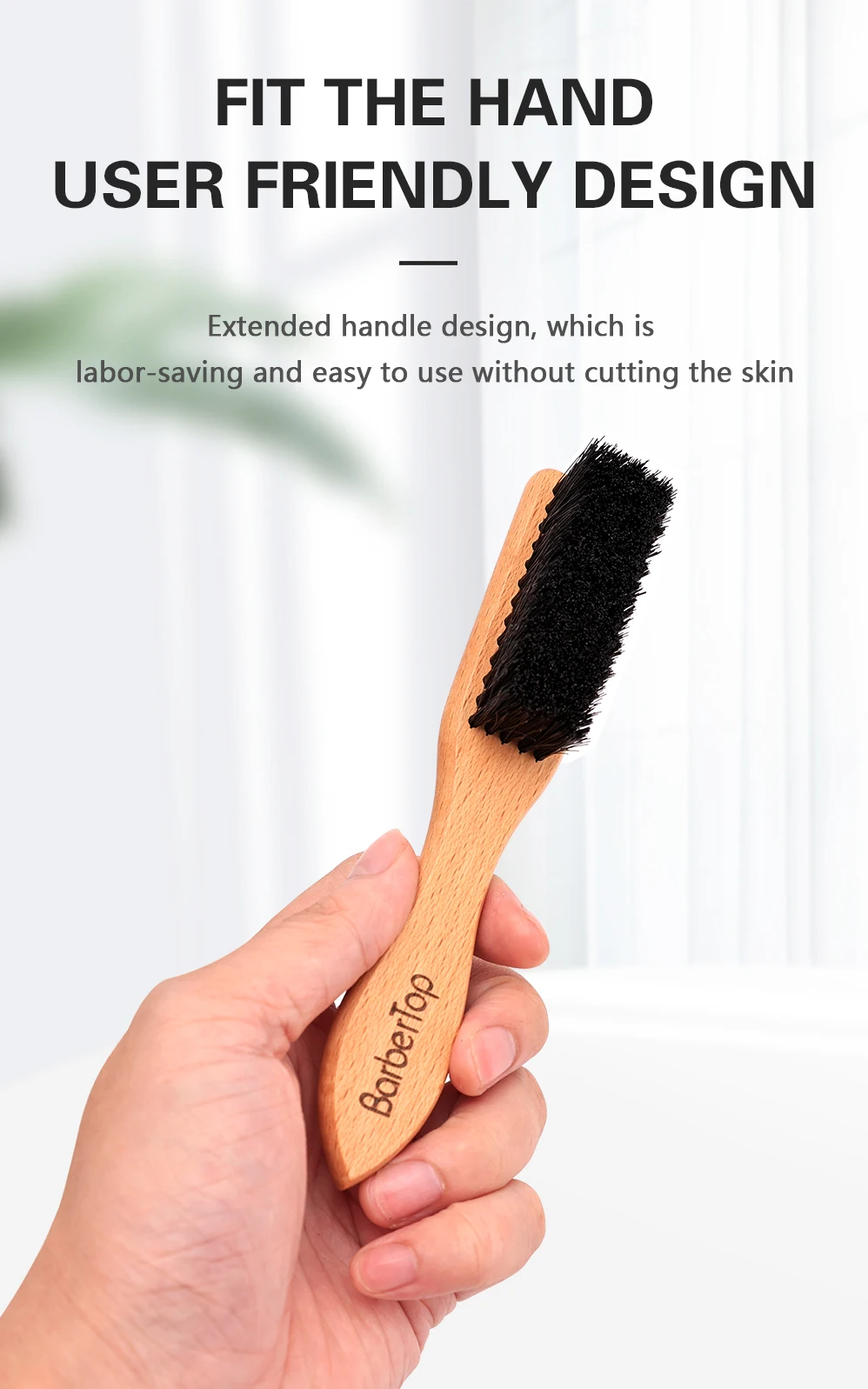 Barbertop Männer Bart Pinsel Wooded Griff Weiche Haar Reinigung Pinsel Gebrochenes Haar Entfernen Kamm Friseur Neck Duster Barber Tools – Detail 4