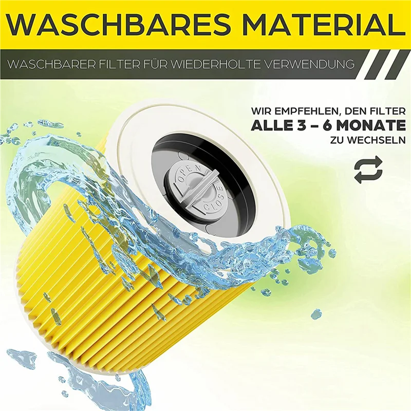 M17K-6 Pcs Cartridge Filter For Karcher Vacuum Cleaner WD3 Premium WD2 WD3 WD1 MV3 MV2 WD 3 P Extension Kit Against Fine Dust