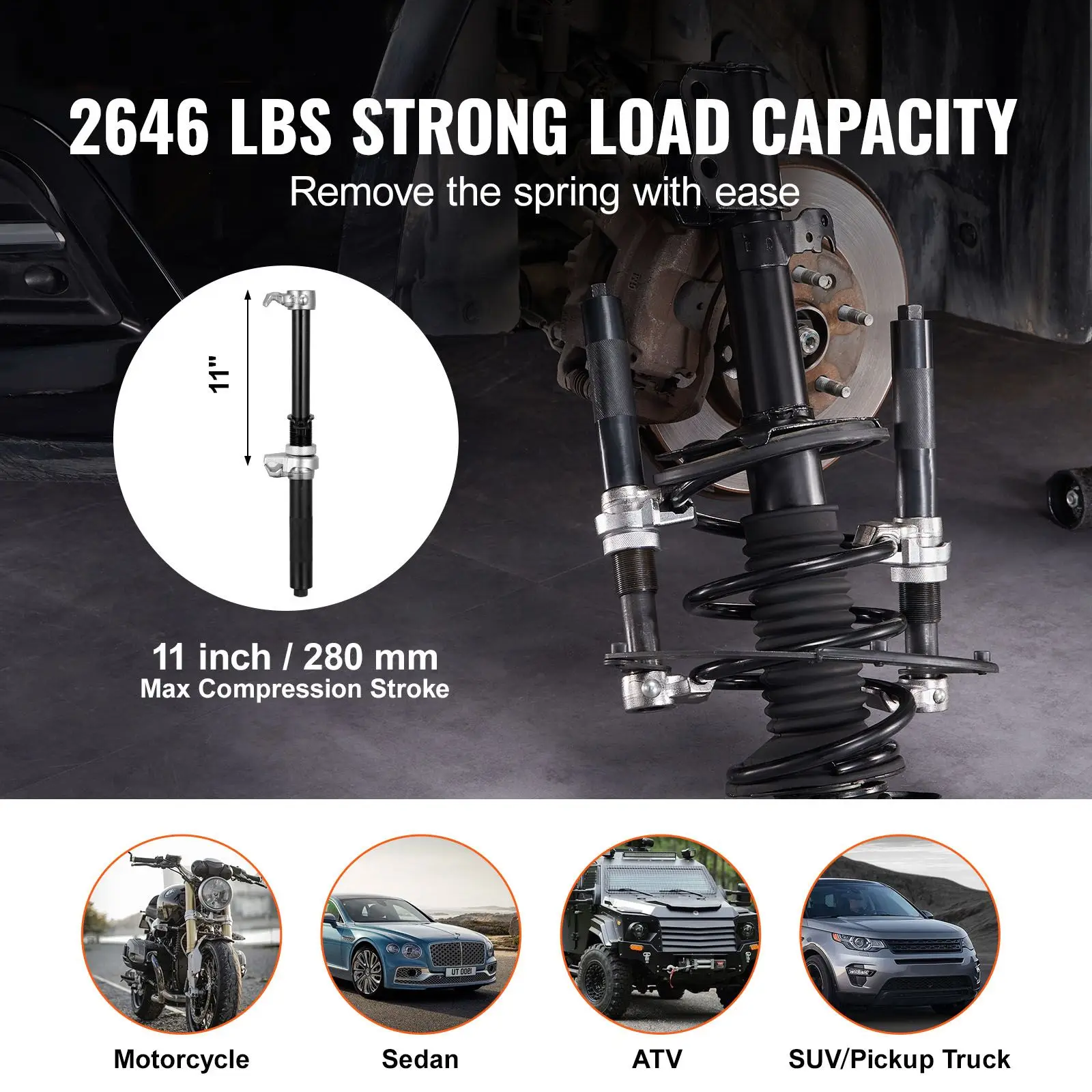 Coil Spring Compressor Tool, 2 Pcs Heavy Duty Macpherson Strut Spring Compressor Set, 2646 Lbs Strut Spring Compressor with
