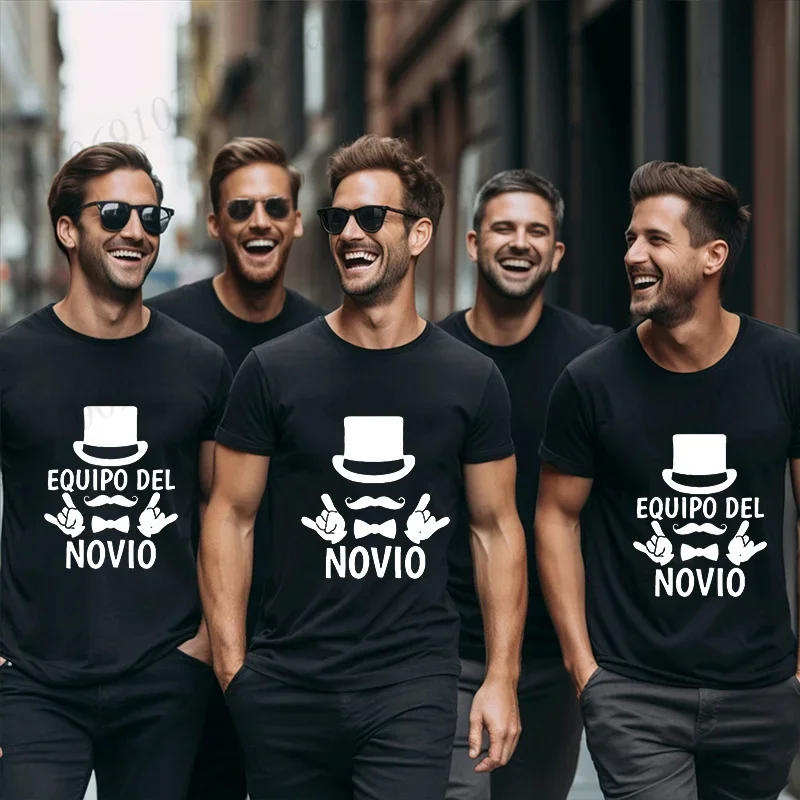 تي شيرت فريق العريس الإسباني تي شيرت وداعا واحد تي شيرت مضحك جرافيك بلايز البكالوريوس Evg حفلة فرقة تي شيرت الخطوبة والزفاف #3