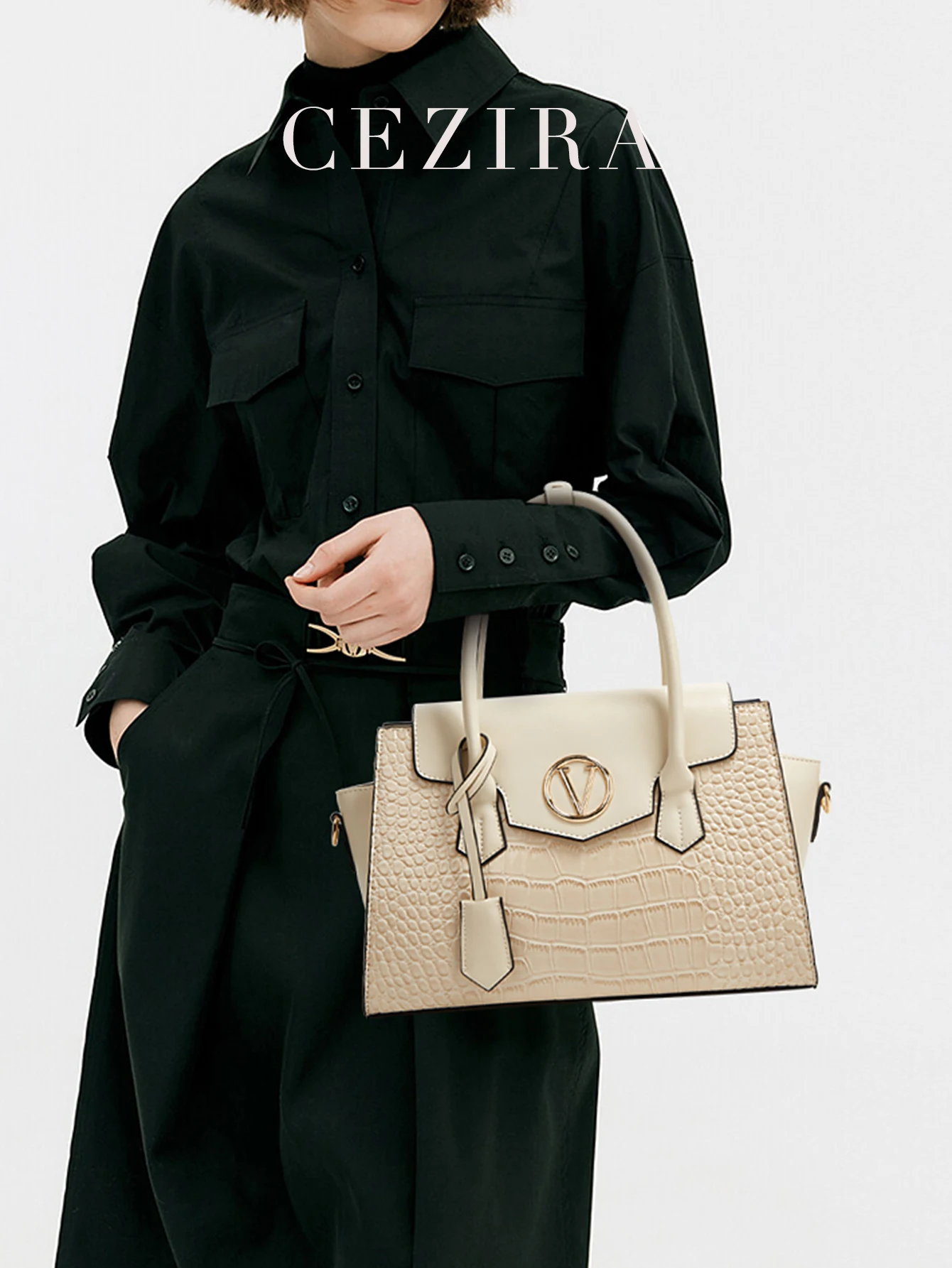 

3 PCS Bags Set Luxury PU Vegan Leather Women Fashion Trapeze Tote Top-handle Flap Croc Pattern Patchwork Shoulder Handbags Set