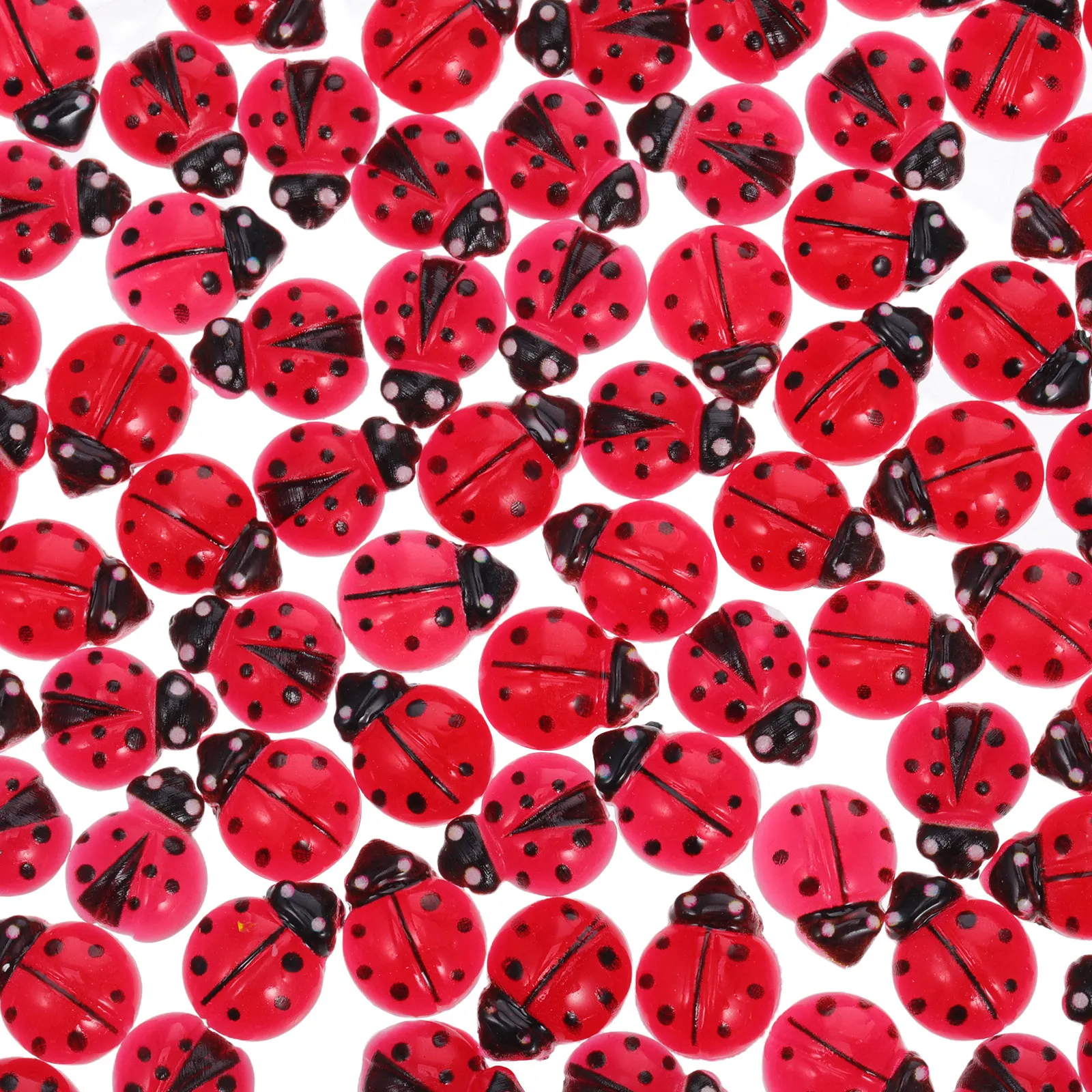100Pcs Mini Ladybug Resin Sculptures Small Garden Decoration Miniature Resin Figures Bulk for Crafts Ladybug Statues