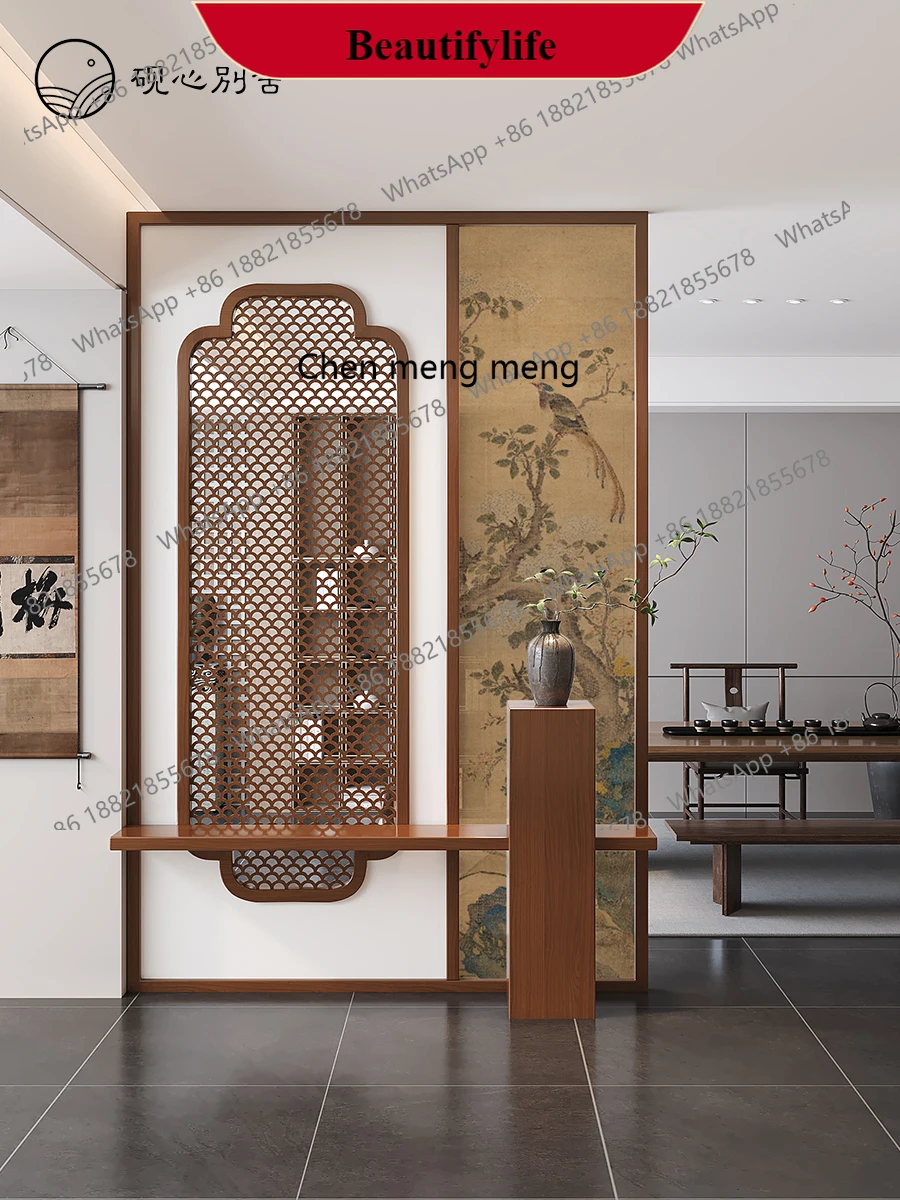 

G153 New Chinese screen partition living room entrance porch block solid wood hollow tea room office