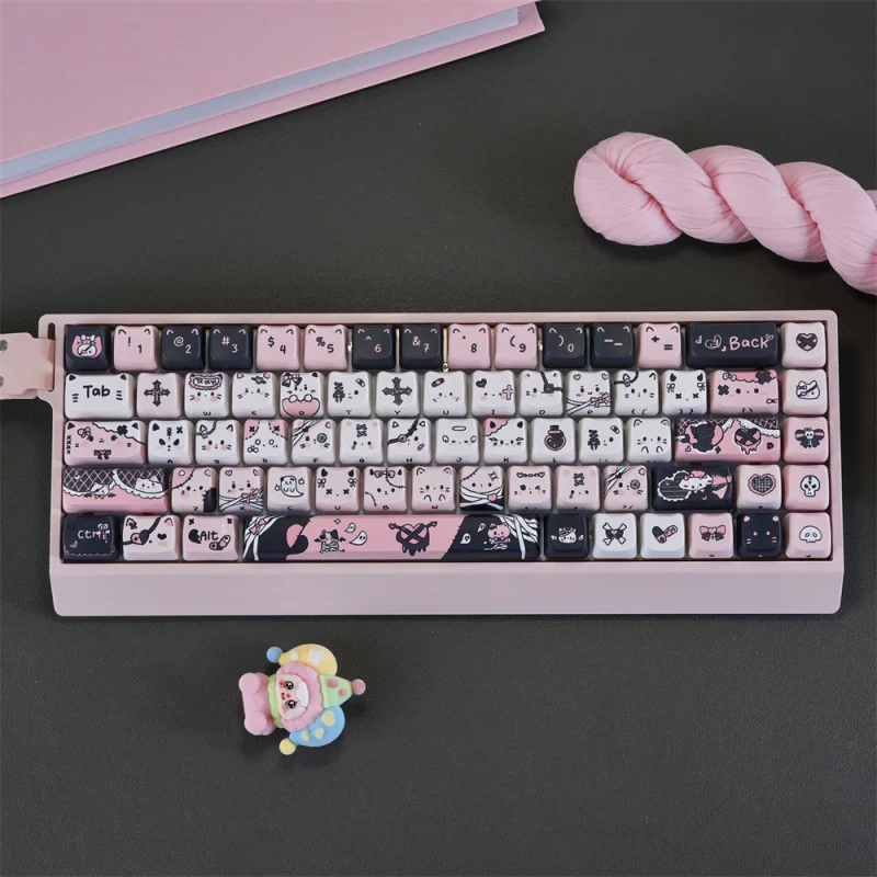 Cute Cat Keycaps 130 Keys Custom PBT Dye-Sublimation Mao Profile Mechanica Keyboard Key Cap 60% 75%