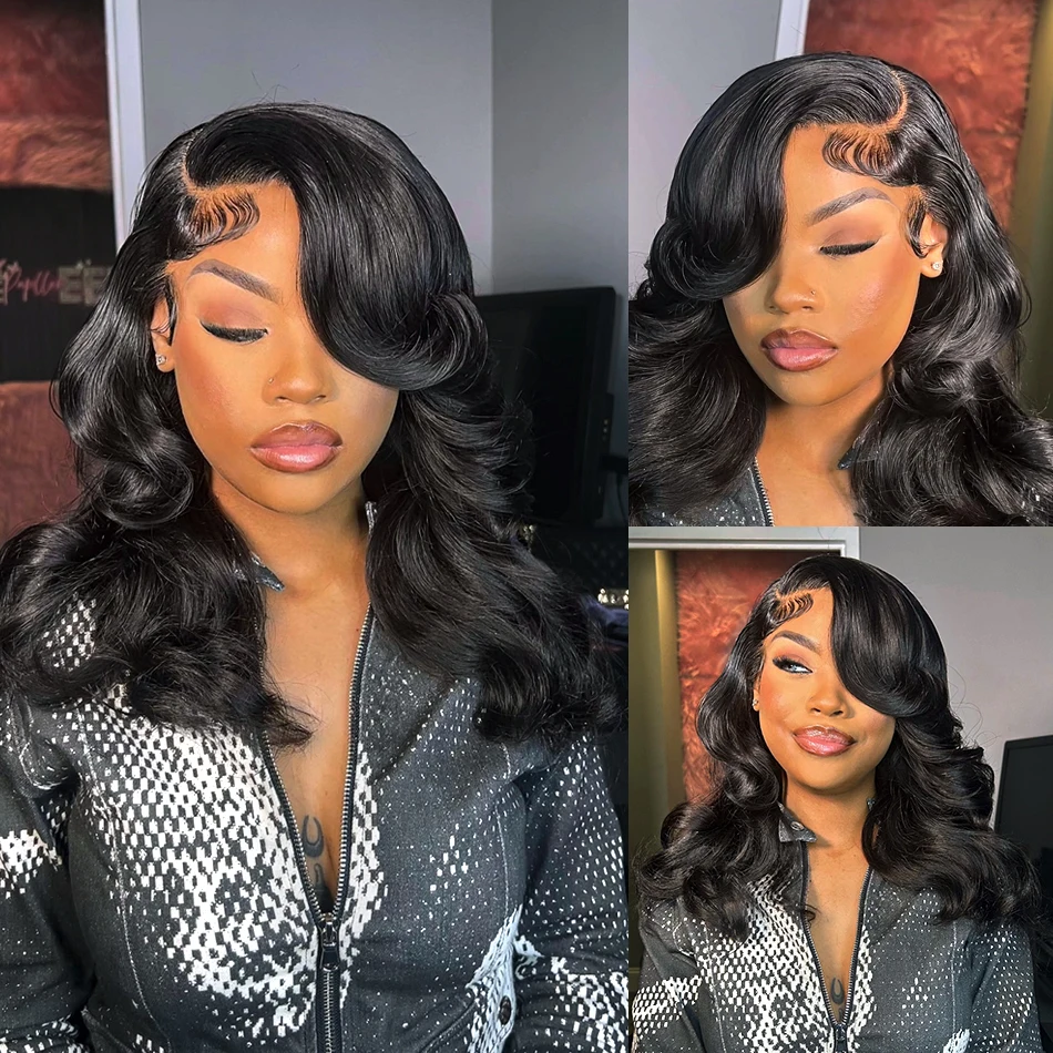 Body Wave Short Bob 250% 13x4 13x6 Transparent Lace Frontal Human Hair Wigs Water Wave 5x5 Closure Wig For Women