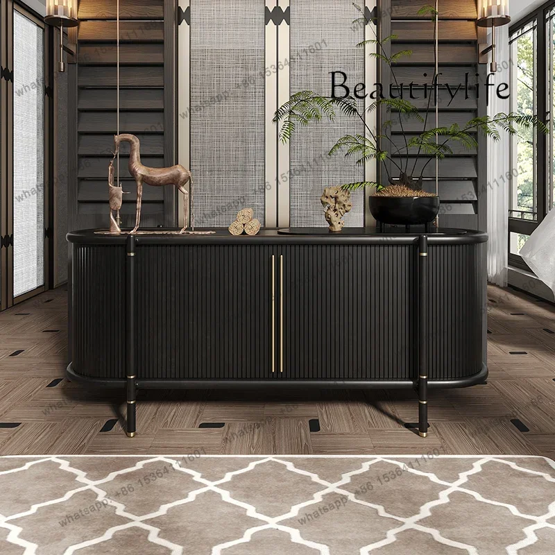 

living room wall decoration storage tea household solid wood carving entrance cabinet Italian light luxury dining side cabinet