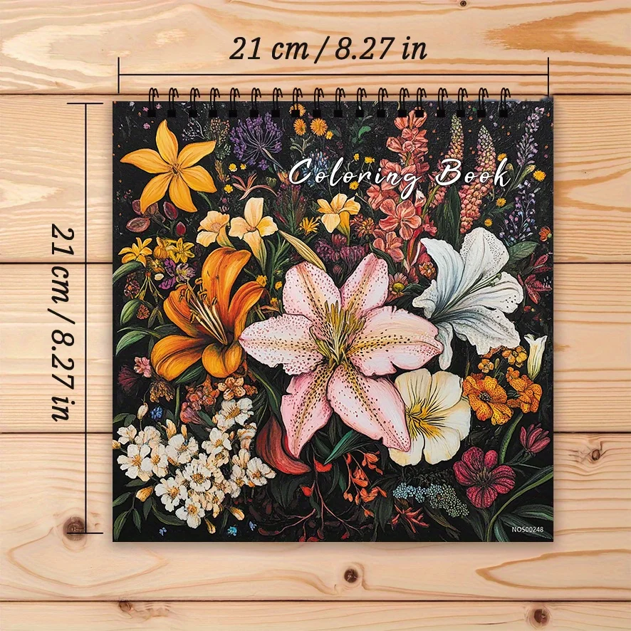 大人の花の塗り絵 - 8.27インチ x 8.27インチ、22ページ。 花柄、ストレス解消、花好きへのギフト。