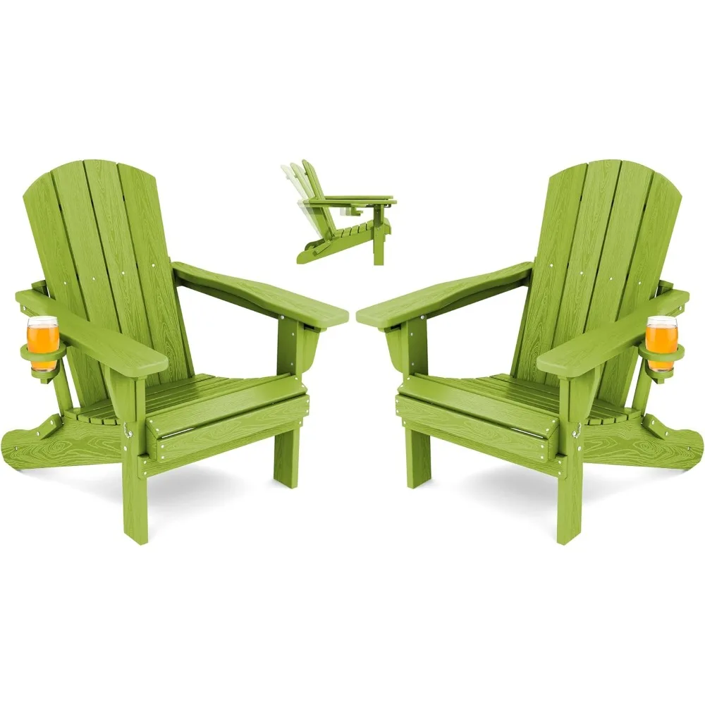 

Folding Adirondack Chair Set of 2, Reclining Adirondack Chair with Cup Holder, Adjustable Adirondack Chair with 3 Reclin