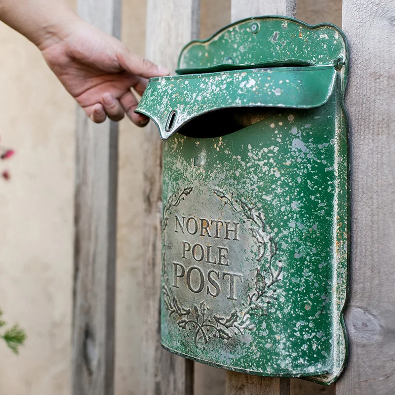 Outdoor Iron Wall Hanging Mailbox Villa Vintage Postbox Wall Hanging Newspaper Box Postbox Postcard