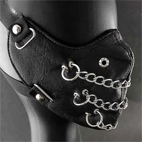 Biker Motorcycle Mask Red Metal Studded Cosplay Steampunk Masque Unisex Hip Hop