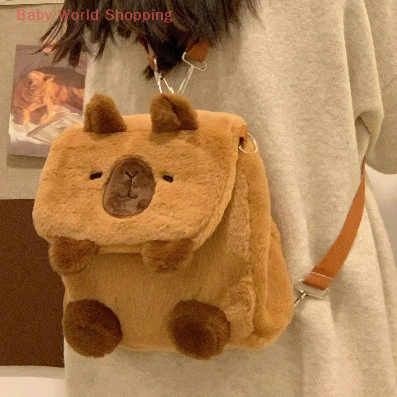 Nette Cartoon Große Kapazität Capybara Plüsch Rucksack Schul Student Frauen Tasche Kawaii Umhängetasche Schulter Tasche Handtasche Geldbörsen