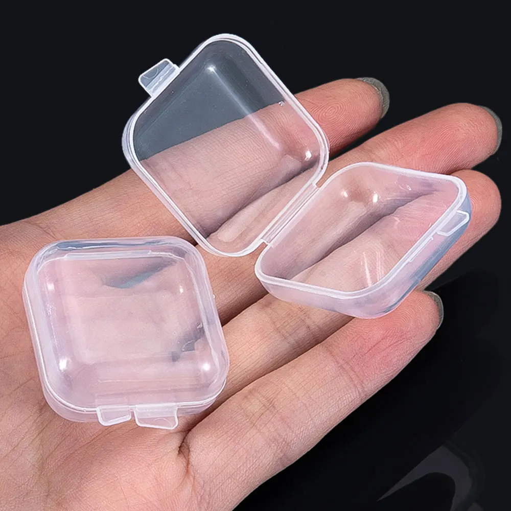 5/20PCS Mini scatola di immagazzinaggio di plastica trasparente scatola di immagazzinaggio di gioielli contenitore portatile orecchino anello tappi per le orecchie custodia di imballaggio