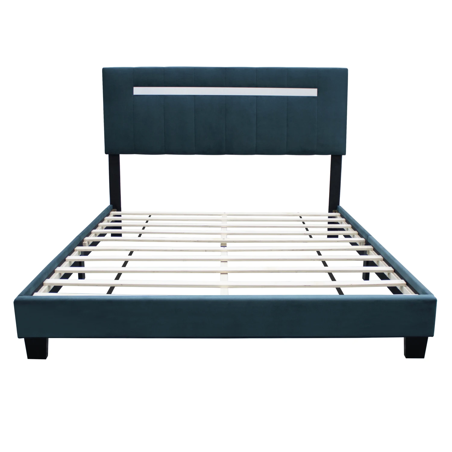 Green Velvet Upholstered Queen Bed Frame - Adjustable & Laminated